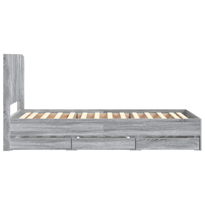 Bed Frame with Storage and Headboard Grey Sonoma 100 x 200 cm