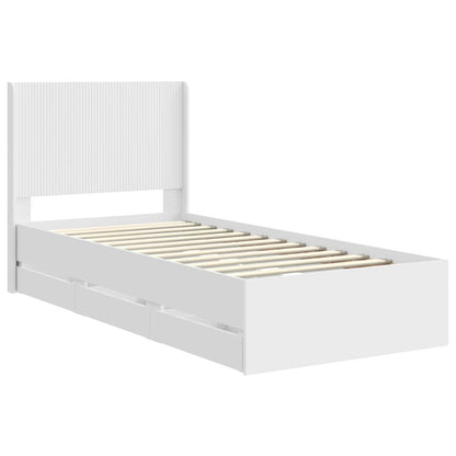 Bed Frame with Storage and Headboard White 90 x 200 cm