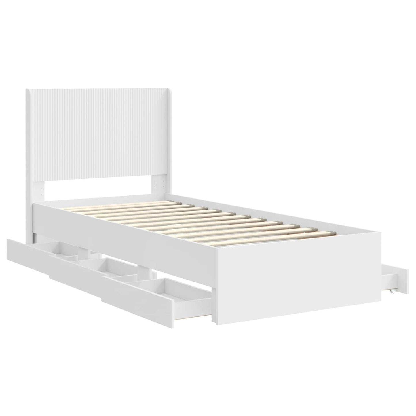 Bed Frame with Storage and Headboard White 90 x 200 cm