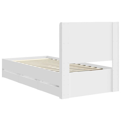 Bed Frame with Storage and Headboard White 90 x 200 cm