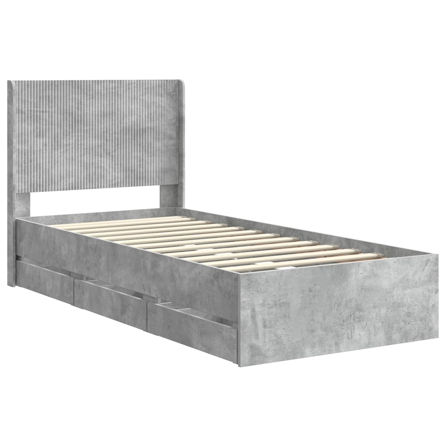 Bed Frame with Storage and Headboard Concrete Grey 90 x 200 cm