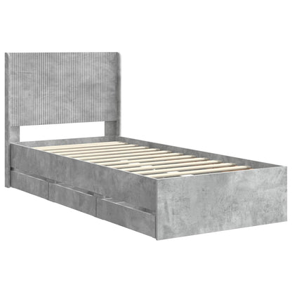 Bed Frame with Storage and Headboard Concrete Grey 90 x 200 cm