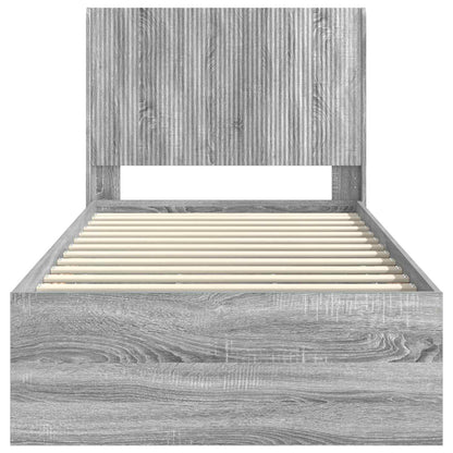 Bed Frame with Storage and Headboard Grey Sonoma 90 x 200 cm
