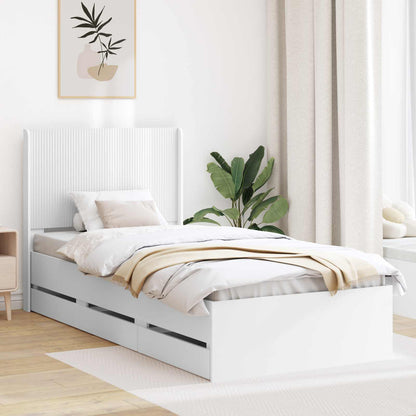 Bed Frame with Storage and Headboard White 90 x 190 cm