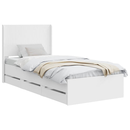 Bed Frame with Storage and Headboard White 90 x 190 cm