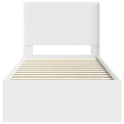 Bed Frame with Storage and Headboard White 90 x 190 cm