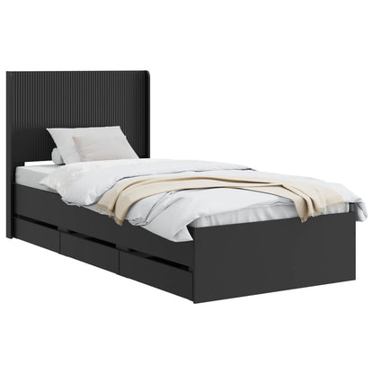 Bed Frame with Storage and Headboard Black 90 x 190 cm