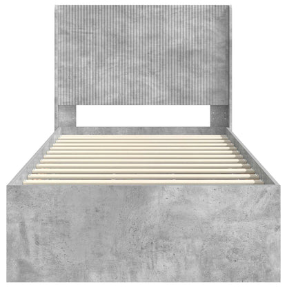 Bed Frame with Storage and Headboard Concrete Grey 90 x 190 cm