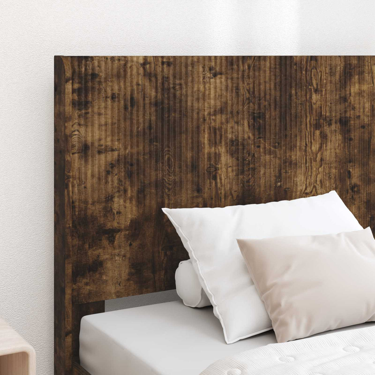 Bed Frame with Storage and Headboard Smoked Oak 90 x 190 cm
