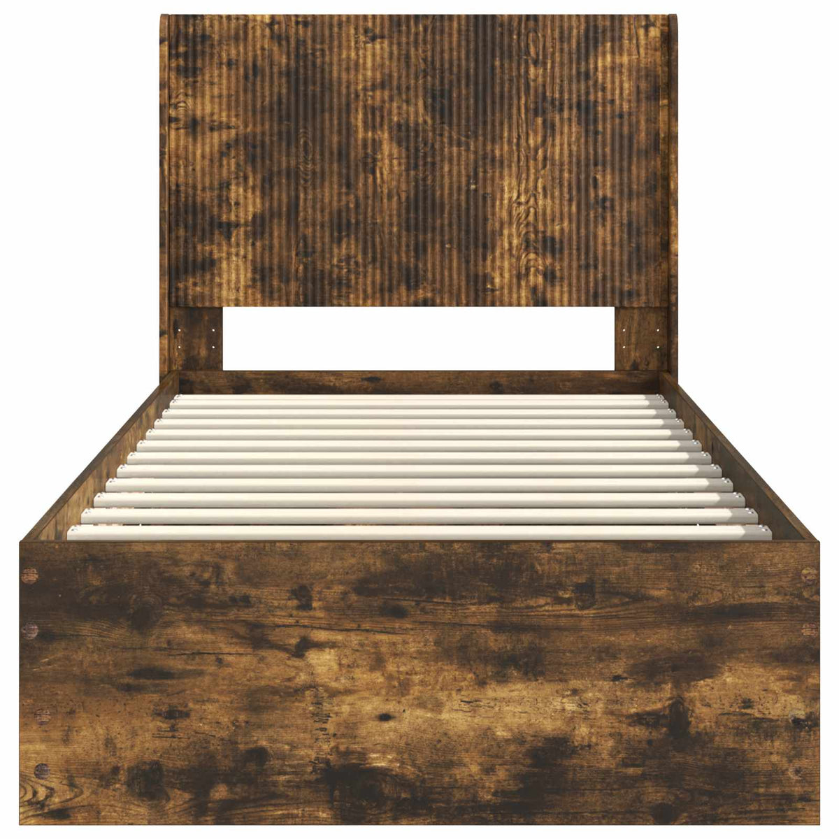 Bed Frame with Storage and Headboard Smoked Oak 90 x 190 cm