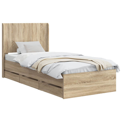 Bed Frame with Storage and Headboard Sonoma Oak 75 x 190 cm