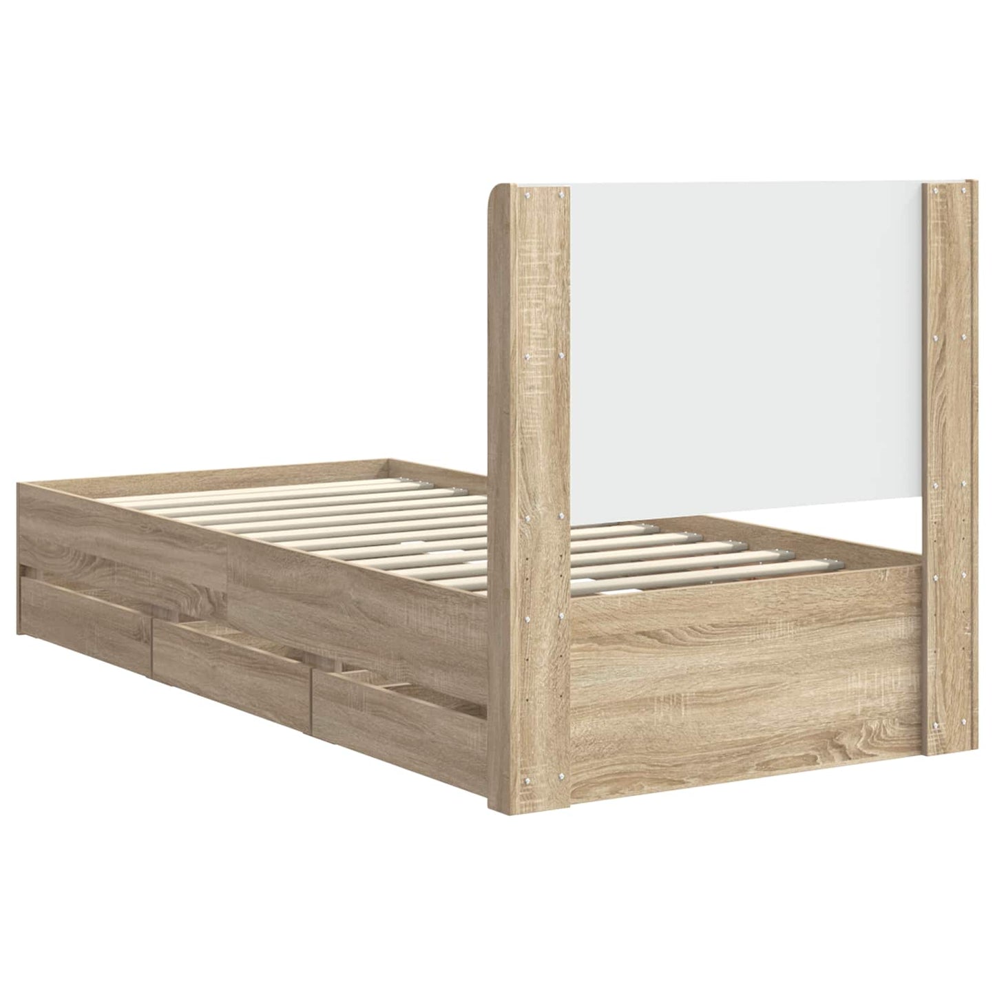 Bed Frame with Storage and Headboard Sonoma Oak 75 x 190 cm