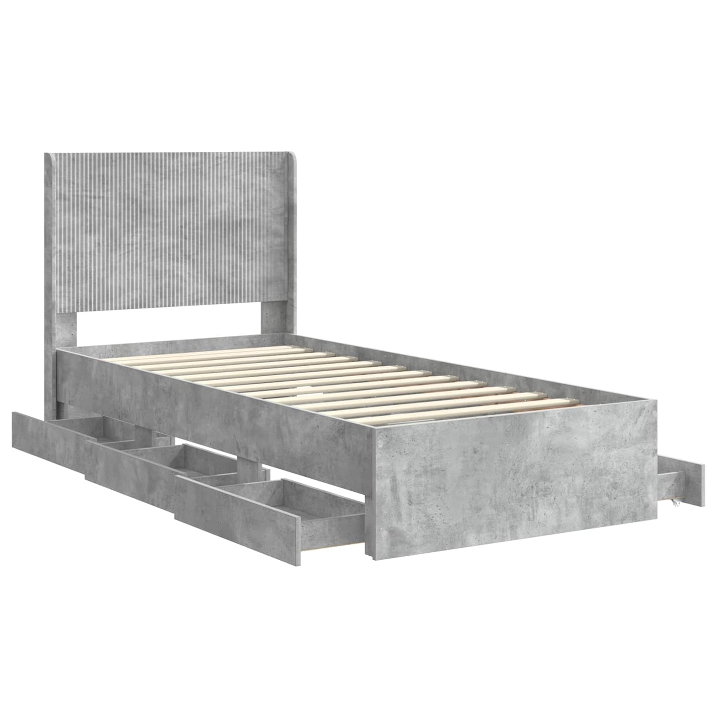 Bed Frame with Storage and Headboard Concrete Grey 75 x 190 cm