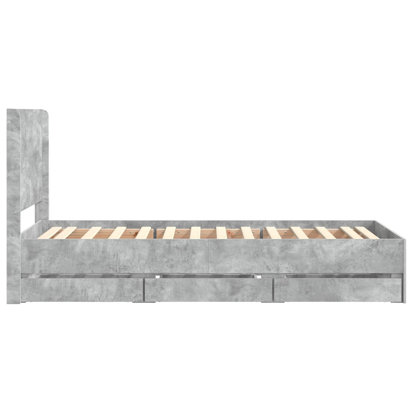 Bed Frame with Storage and Headboard Concrete Grey 75 x 190 cm