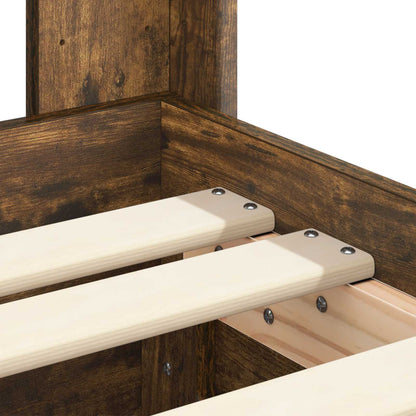 Bed Frame with Storage and Headboard Smoked Oak 75 x 190 cm