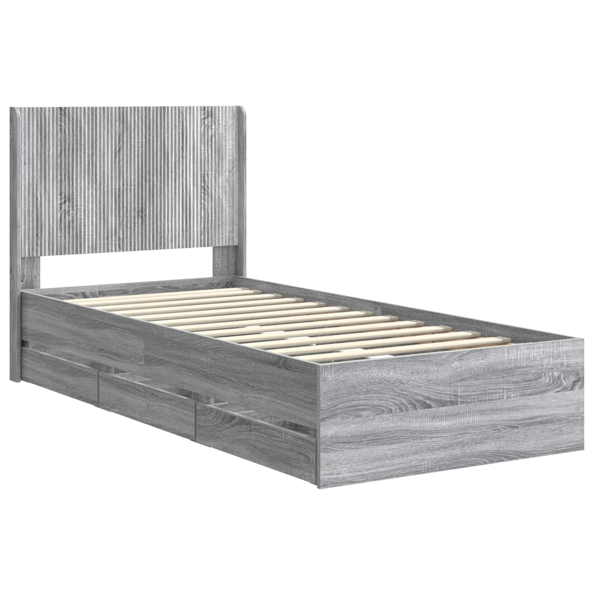 Bed Frame with Storage and Headboard Grey Sonoma 75 x 190 cm