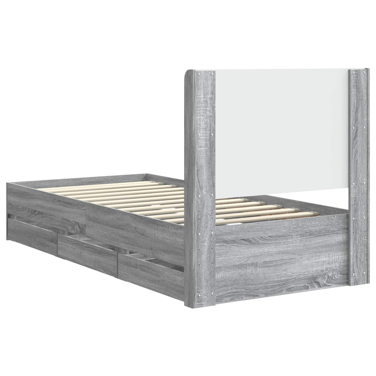 Bed Frame with Storage and Headboard Grey Sonoma 75 x 190 cm
