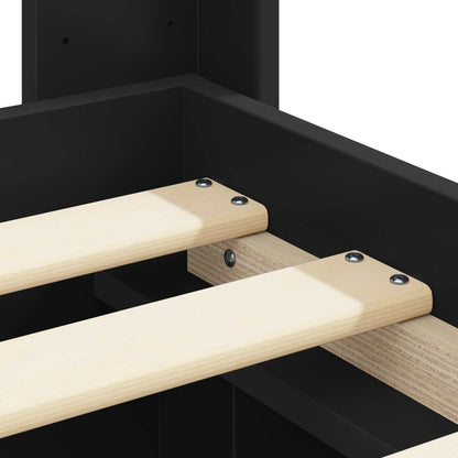 Bed Frame with Storage and Headboard Black 200 x 200 cm