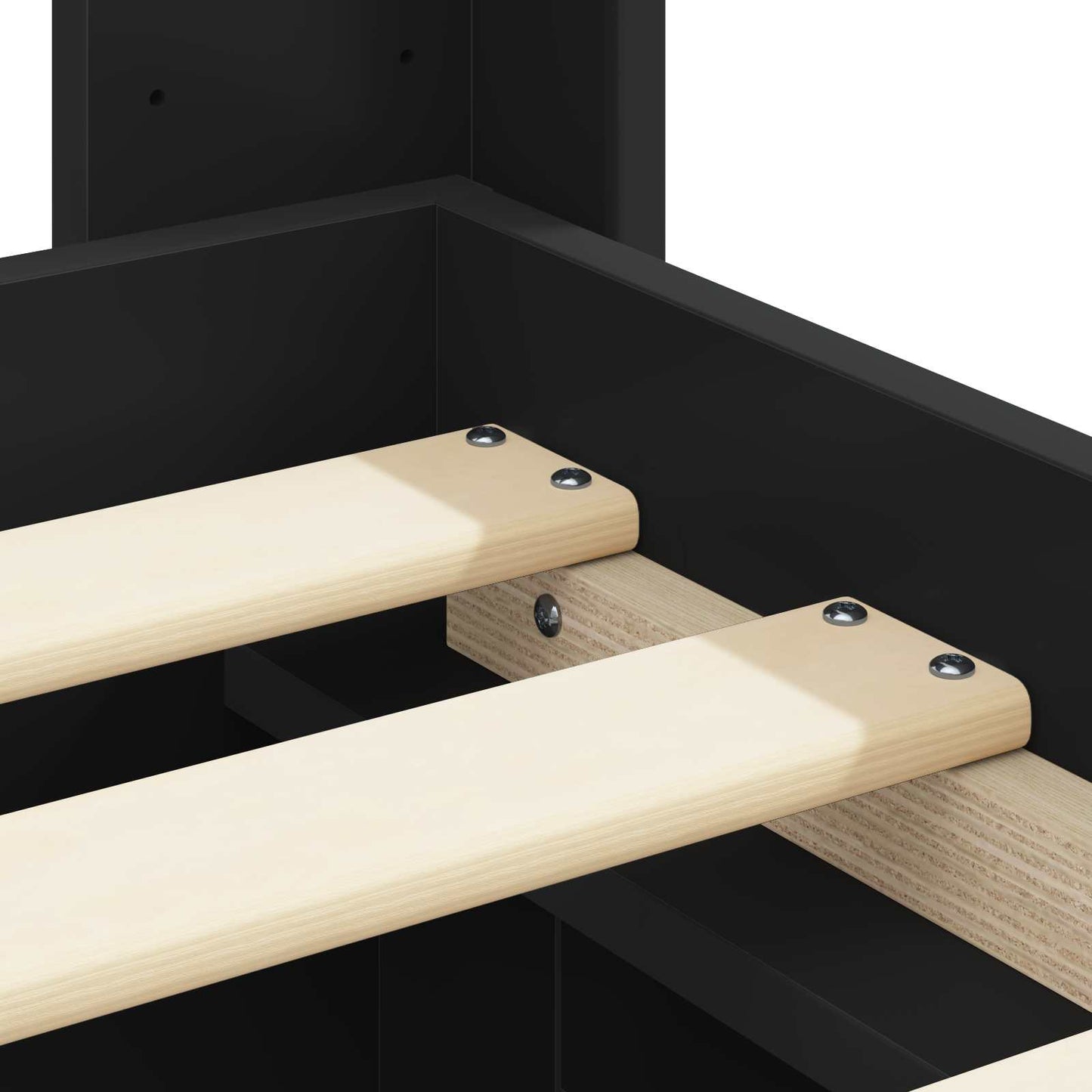 Bed Frame with Storage and Headboard Black 200 x 200 cm