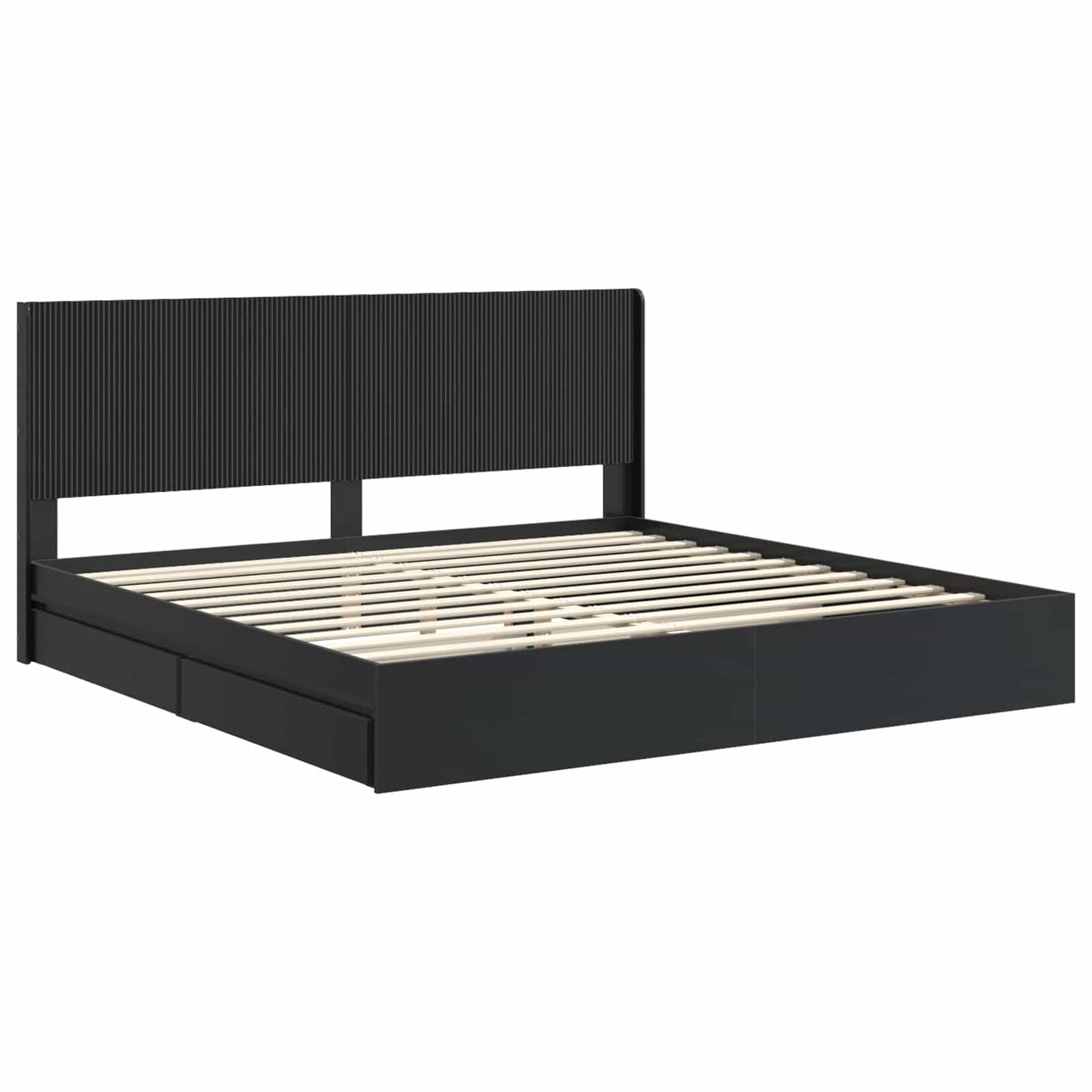 Bed Frame with Storage and Headboard Black 200 x 200 cm