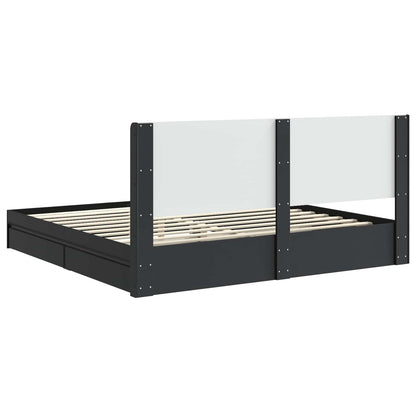 Bed Frame with Storage and Headboard Black 200 x 200 cm