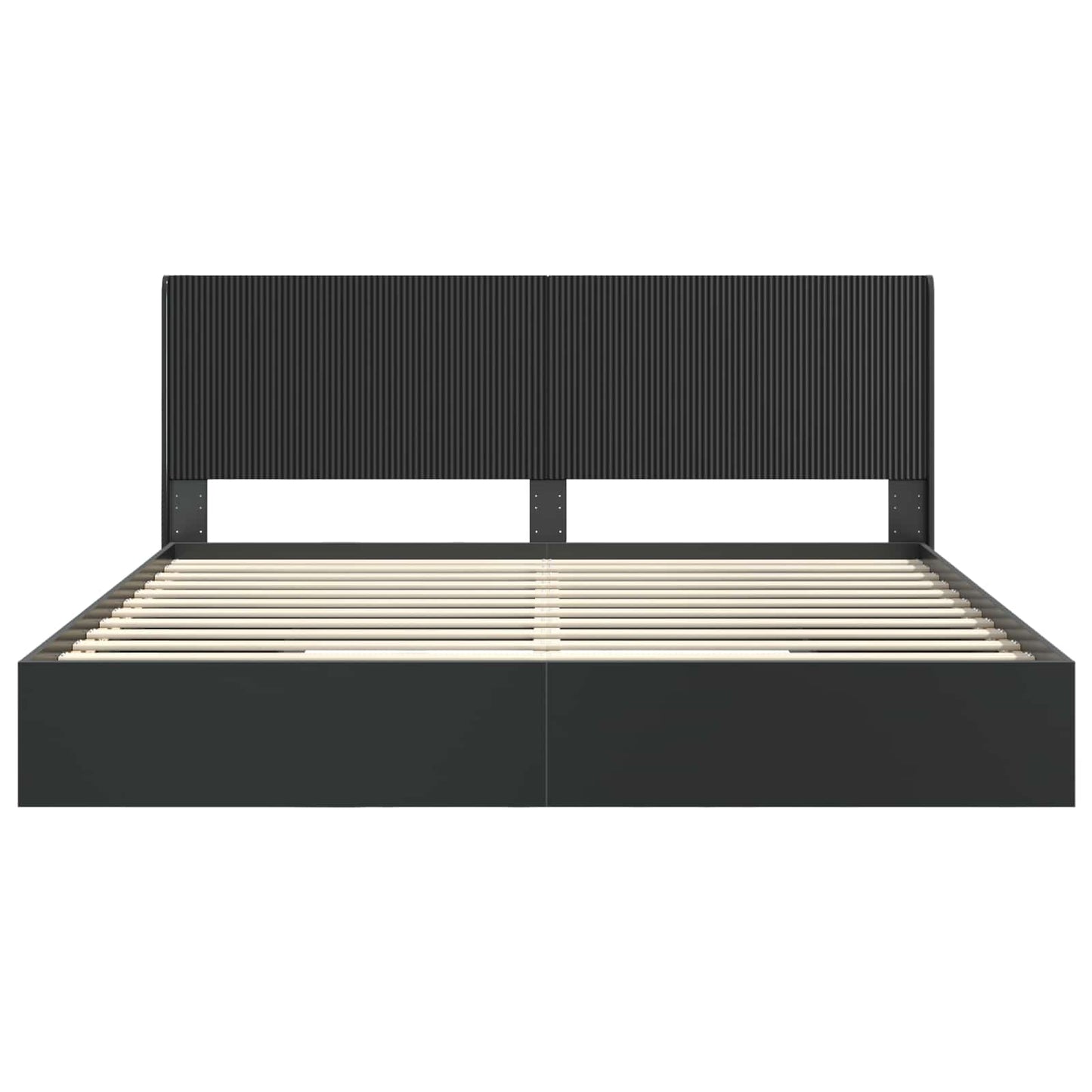 Bed Frame with Storage and Headboard Black 200 x 200 cm