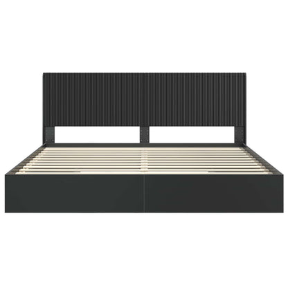 Bed Frame with Storage and Headboard Black 200 x 200 cm