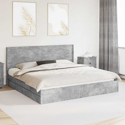Bed Frame with Storage and Headboard Concrete Grey 200 x 200 cm