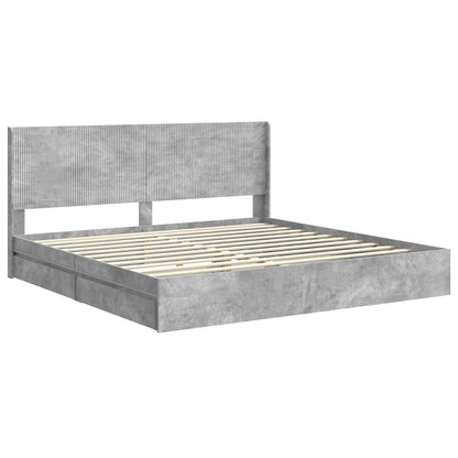 Bed Frame with Storage and Headboard Concrete Grey 200 x 200 cm