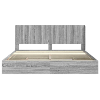 Bed Frame with Storage and Headboard Grey Sonoma 200 x 200 cm