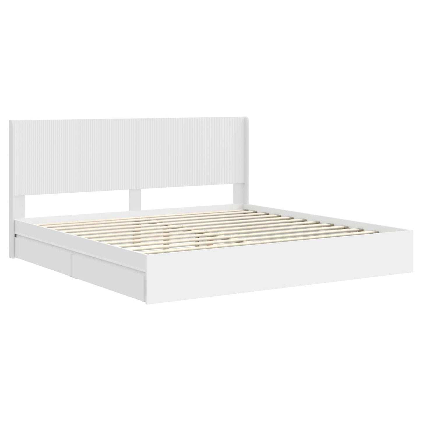 Bed Frame with Storage and Headboard White 180 x 200 cm