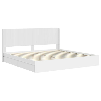 Bed Frame with Storage and Headboard White 180 x 200 cm