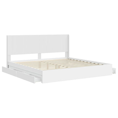 Bed Frame with Storage and Headboard White 180 x 200 cm