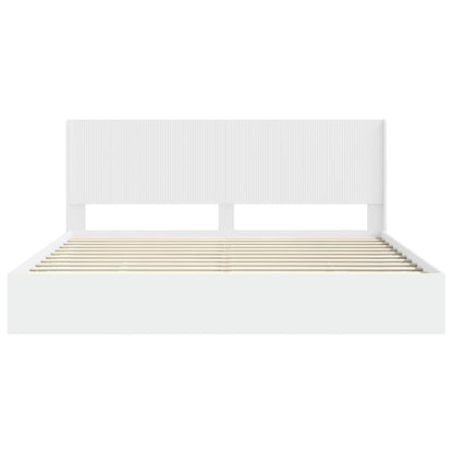 Bed Frame with Storage and Headboard White 180 x 200 cm
