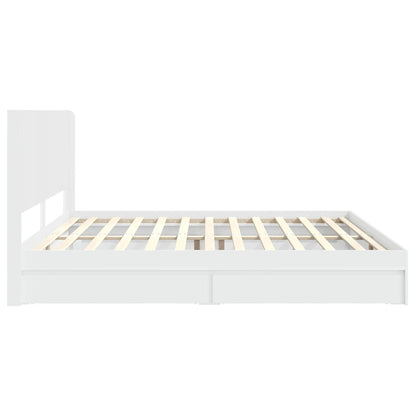 Bed Frame with Storage and Headboard White 180 x 200 cm