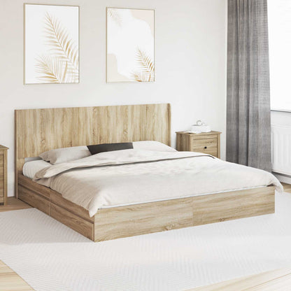 Bed Frame with Storage and Headboard Sonoma Oak 180 x 200 cm