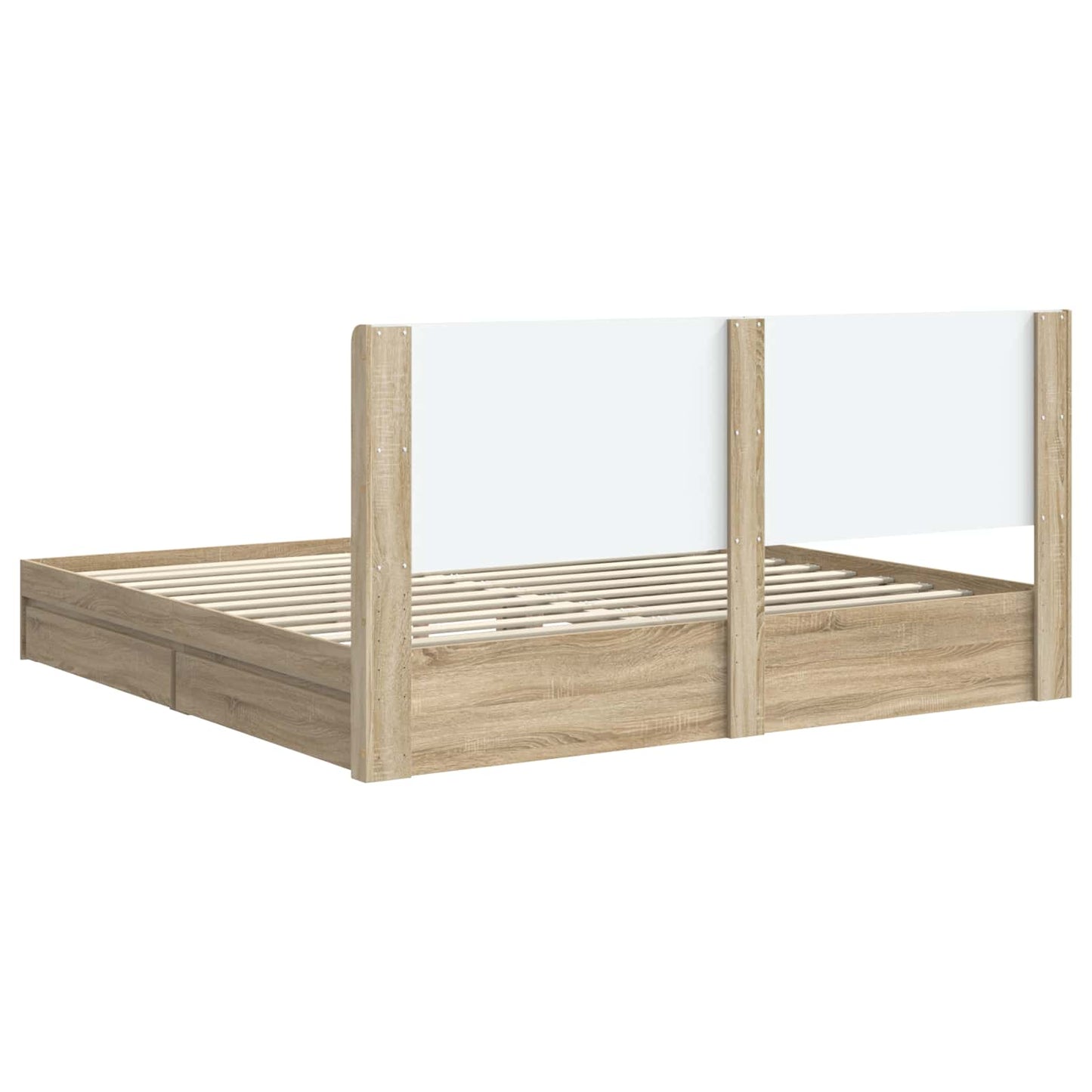 Bed Frame with Storage and Headboard Sonoma Oak 180 x 200 cm