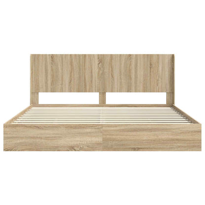 Bed Frame with Storage and Headboard Sonoma Oak 180 x 200 cm