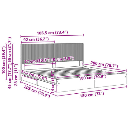 Bed Frame with Storage and Headboard Sonoma Oak 180 x 200 cm