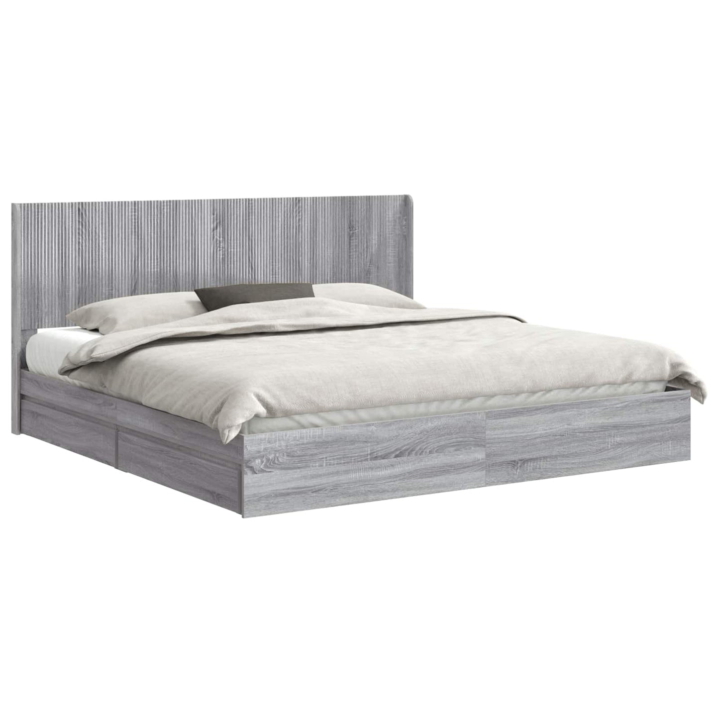 Bed Frame with Storage and Headboard Grey Sonoma 180 x 200 cm