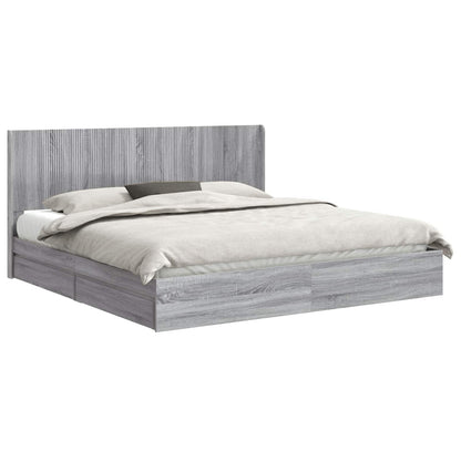 Bed Frame with Storage and Headboard Grey Sonoma 180 x 200 cm