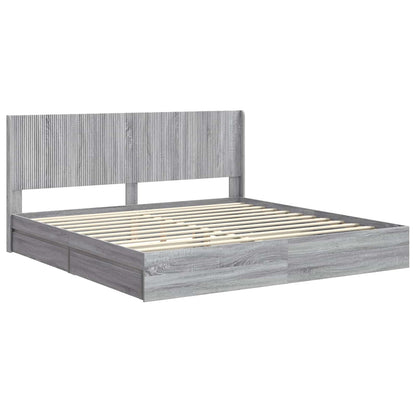 Bed Frame with Storage and Headboard Grey Sonoma 180 x 200 cm