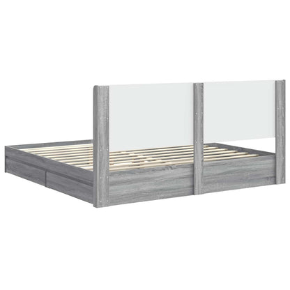 Bed Frame with Storage and Headboard Grey Sonoma 180 x 200 cm
