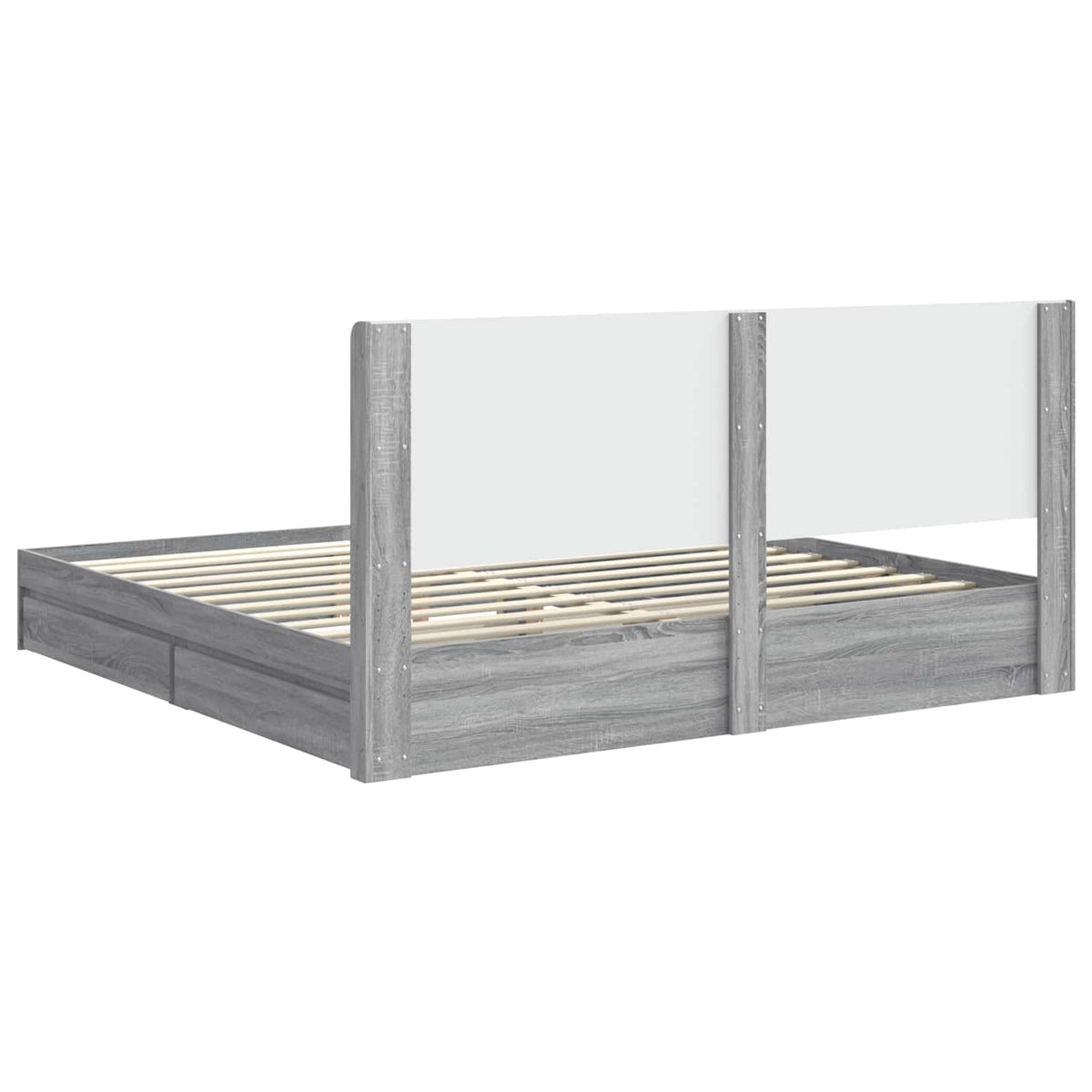 Bed Frame with Storage and Headboard Grey Sonoma 180 x 200 cm