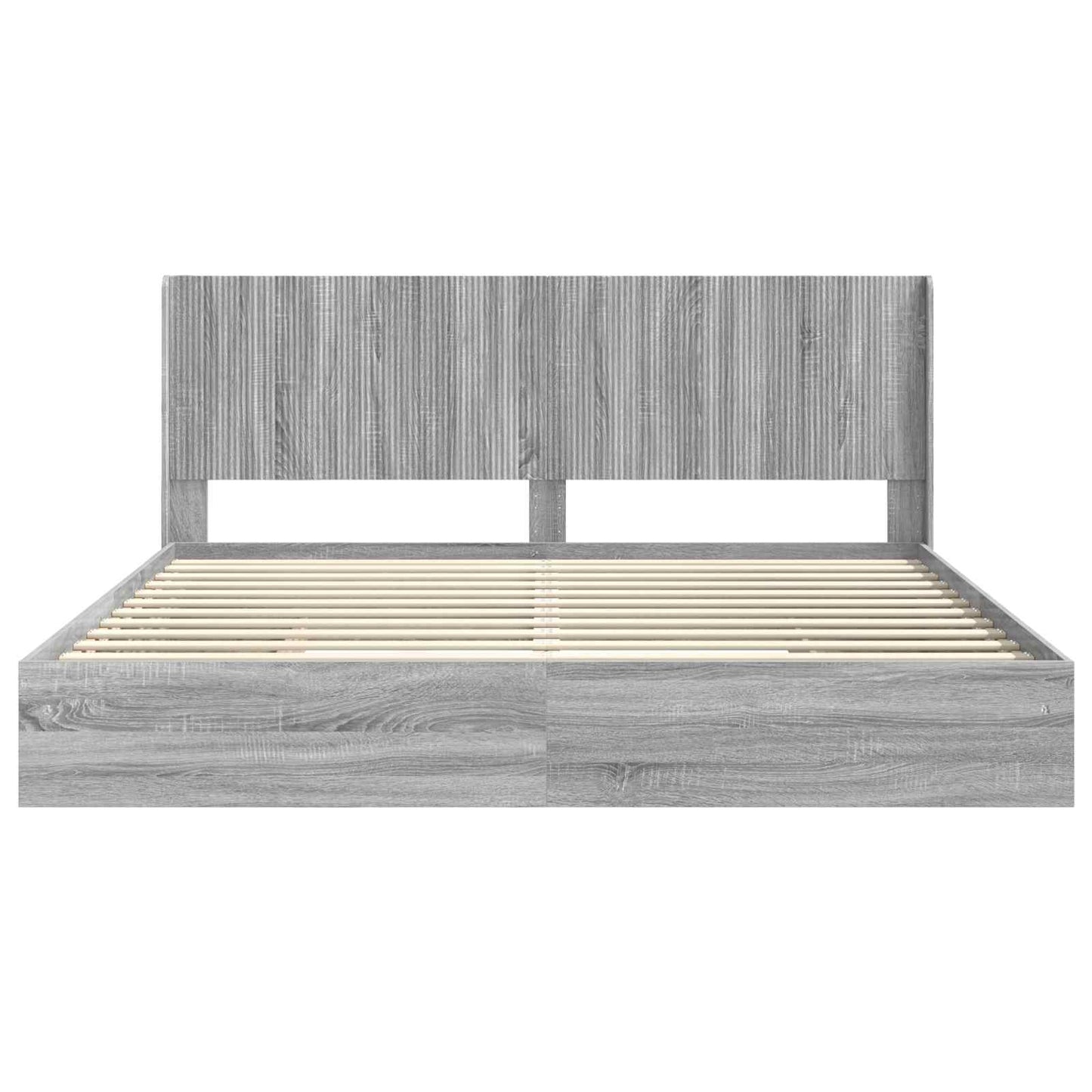 Bed Frame with Storage and Headboard Grey Sonoma 180 x 200 cm