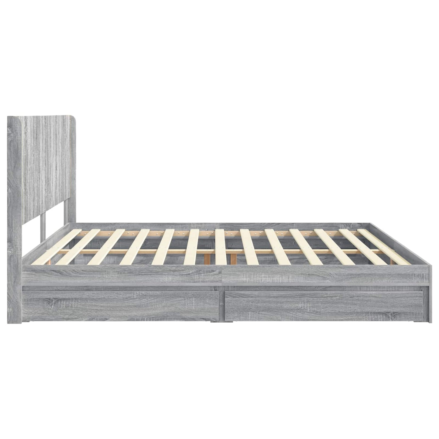 Bed Frame with Storage and Headboard Grey Sonoma 180 x 200 cm