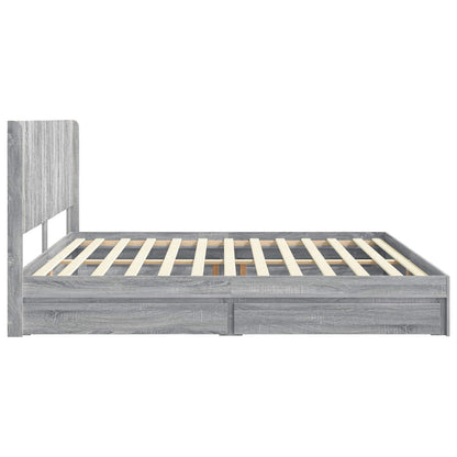 Bed Frame with Storage and Headboard Grey Sonoma 180 x 200 cm