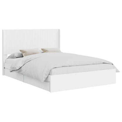 Bed Frame with Storage and Headboard White 160 x 200 cm