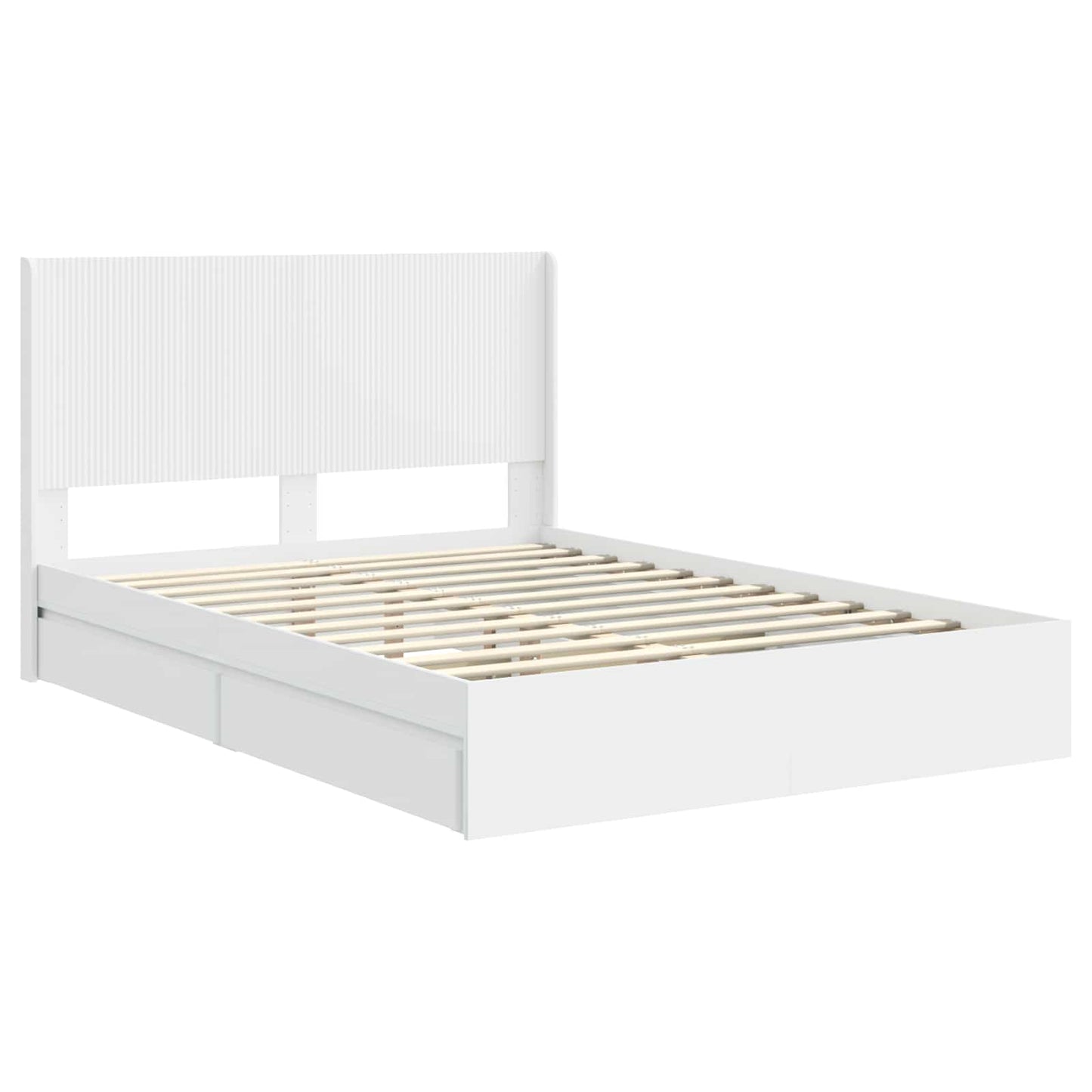 Bed Frame with Storage and Headboard White 160 x 200 cm