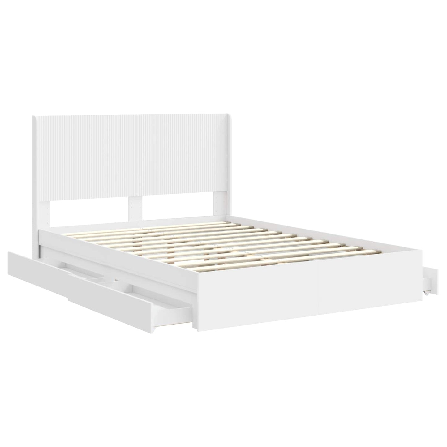 Bed Frame with Storage and Headboard White 160 x 200 cm